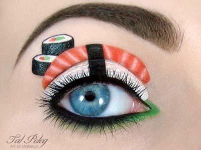 Uniknya, Make-Up Artis Ini Melukis Sushi, Itik dan Kucing di Kelopak Mata!